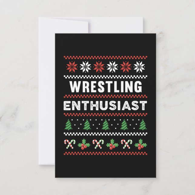 Wrestling Enthusiast Ugly Christmas Sweater Gift Card (Front)