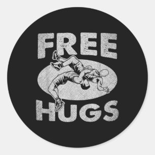 Wrestling - Funny Free Hugs Wrestling Classic Round Sticker