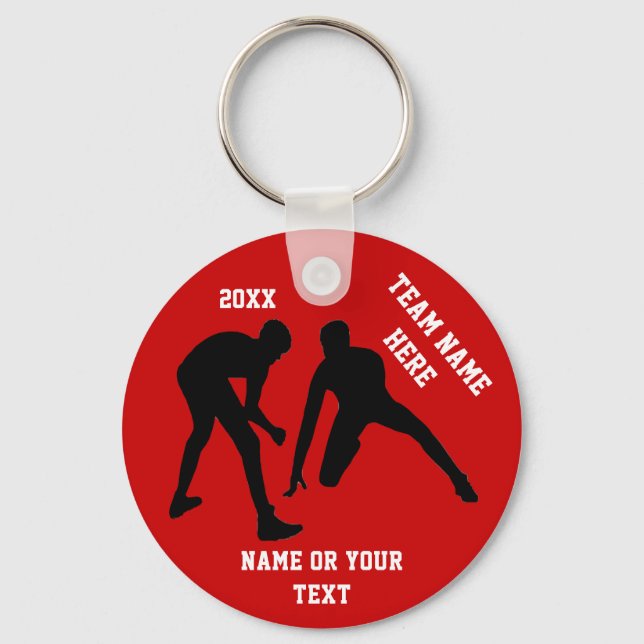 Wrestling Gifts Your NAME, TEAM, COLORS and YEAR Keychain (Front)