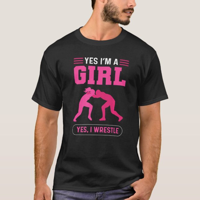 Wrestling Girl Female Wrestler Wrestling T-Shirt (Front)