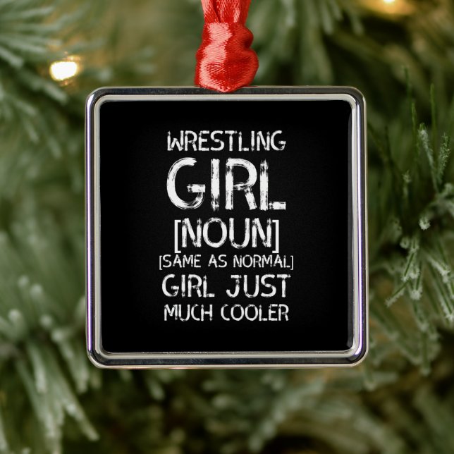 wrestling  girl white metal ornament (Tree)