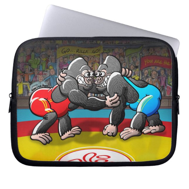 Wrestling Gorillas Laptop Sleeve (Front)