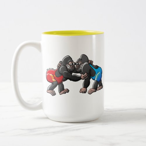 Wrestling Gorillas Two_Tone Coffee Mug