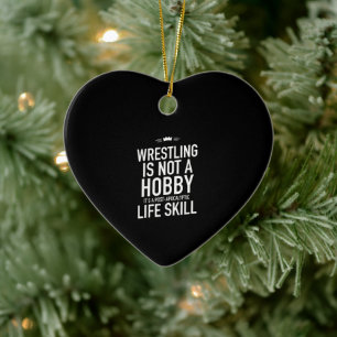 Wrestling hobby white ceramic ornament