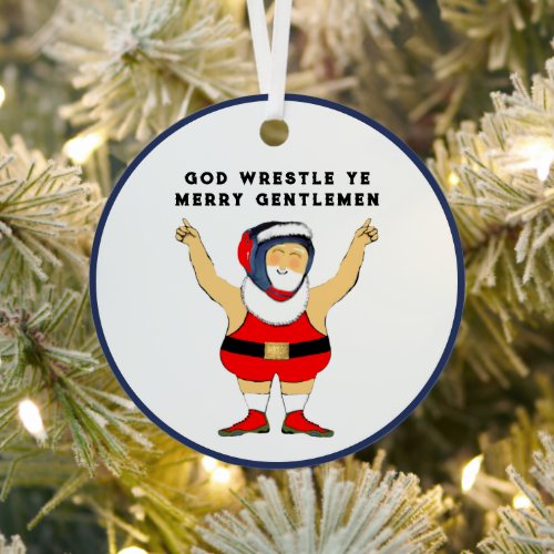 Wrestling Holiday Gift Metal Ornament