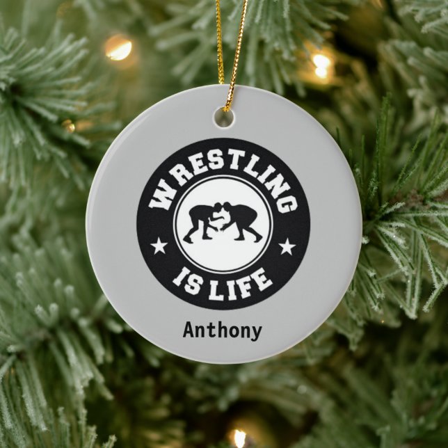Wrestling Is Life Christmas Ceramic Ornament (Tree)