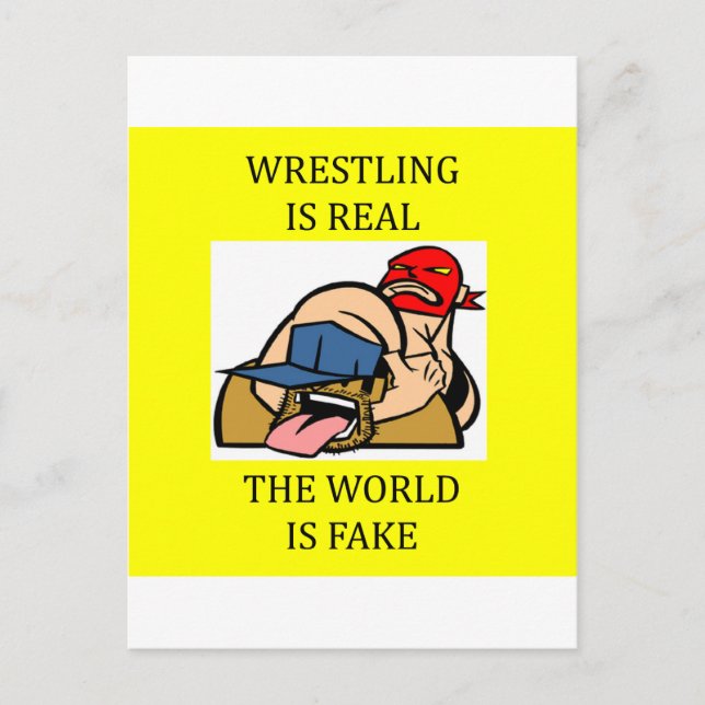 WRESTLING is not fake Postcard (Front)