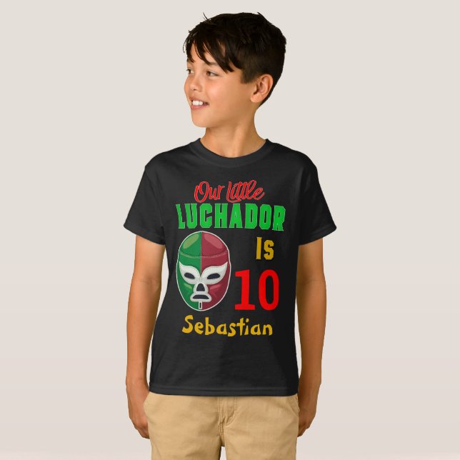 Wrestling Luchador Custom Colorful Birthday Boy T-Shirt (Front Full)