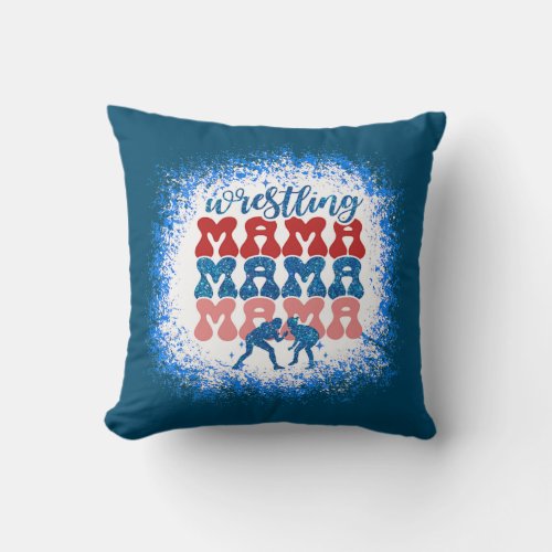 Wrestling mama retro mothers day Wrestling mom Throw Pillow