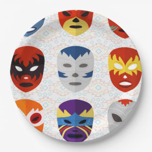 Wrestling Masks Paper Plates