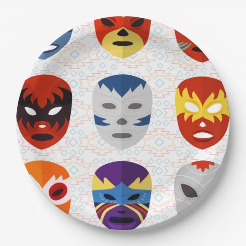 Wrestling Masks Paper Plates