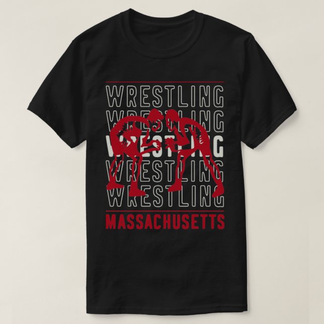 Wrestling Massachusetts  T-Shirt (Design Front)