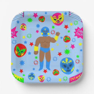 wrestling match lucha libre mask luchador wrestler paper plates