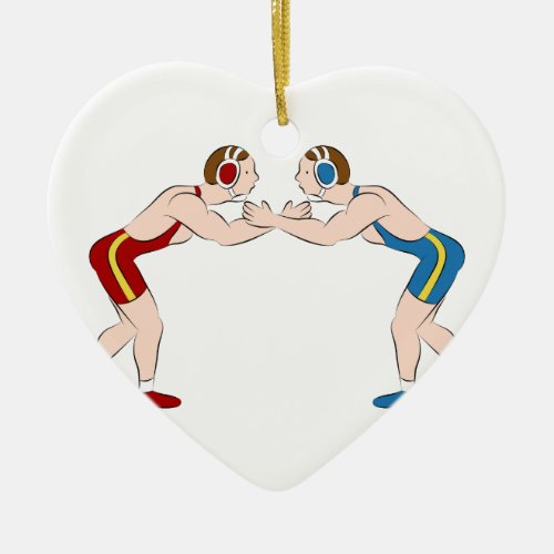 Wrestling Match Vector Ceramic Ornament