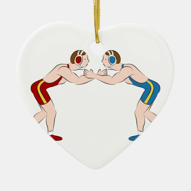 Wrestling Match Vector Ceramic Ornament (Front)