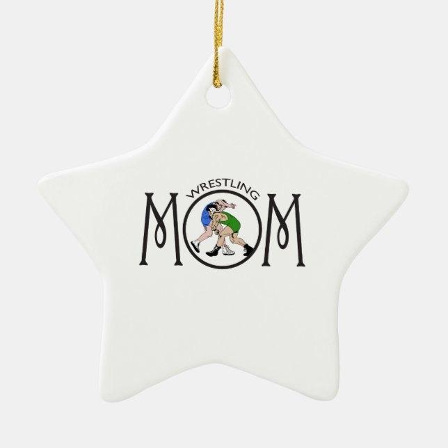WRESTLING MOM CERAMIC ORNAMENT (Front)