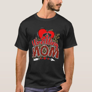 Wrestling Mom Mama Mother's Day Leopard Sport Mom  T-Shirt
