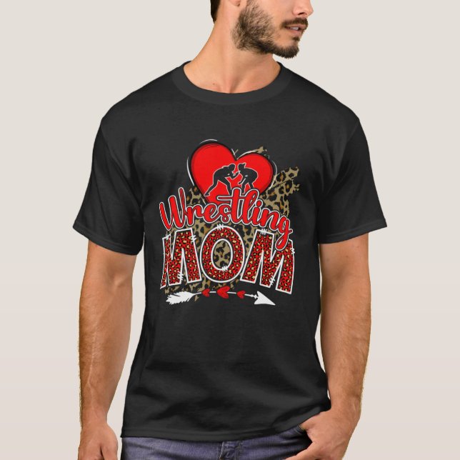 Wrestling Mom Mama Mother's Day Leopard Sport Mom  T-Shirt (Front)