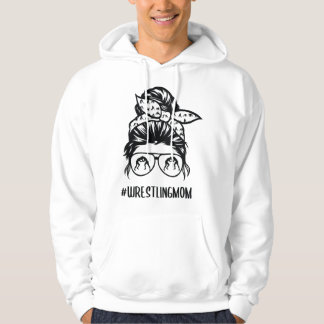 Wrestling Mom messy bun hair glasses Hoodie