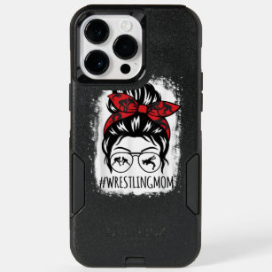 Wrestling Mom Mothers Day Messy Bun Hair Glasses B OtterBox iPhone 14 Pro Max Case