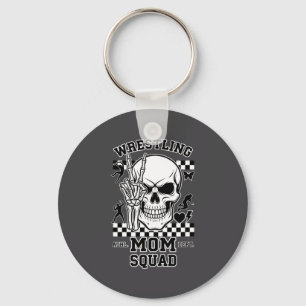 Wrestling Mom Squad Skull - Athletic Mom Team Desi Keychain