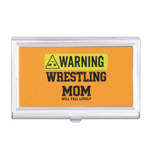 Wrestling Mom Warning Sign | Will Yell Loudly Gif Business Card Case