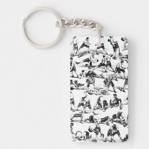 Wrestling Moves Positions Sports Art Keychain