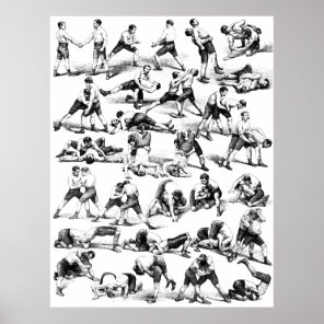 Wrestling Moves Positions Sports Art Poster