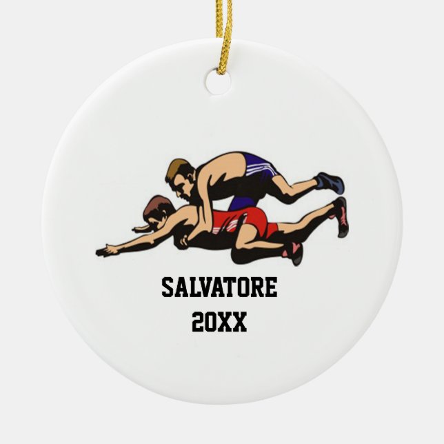 Wrestling On The Mat Christmas Ornament (Front)