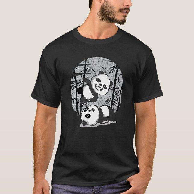Wrestling Pandas Chinese Bamboo Eating Animals  Be T-Shirt (Front)