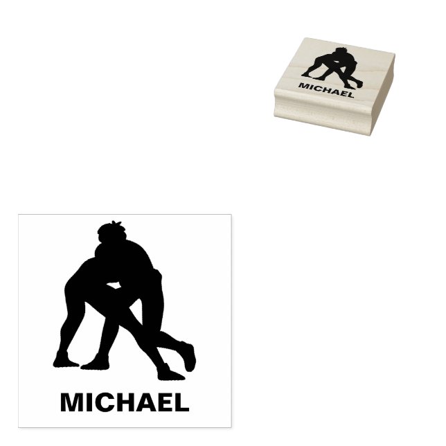 Wrestling  Personalized Name Rubber Stamp (Stamped)
