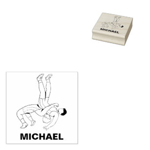 Wrestling Personalized Name Rubber Stamp