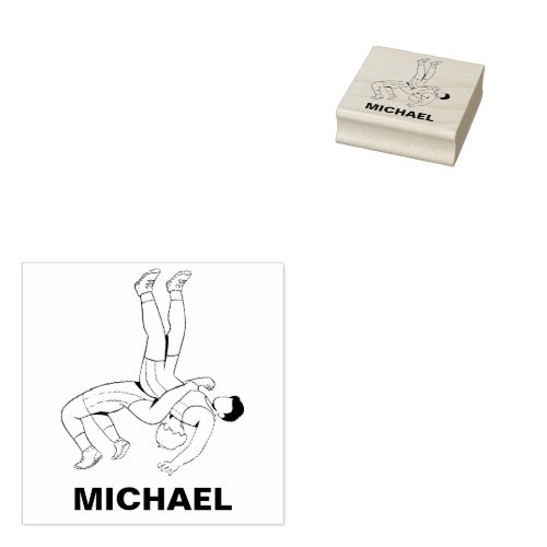 Wrestling  Personalized Name Rubber Stamp