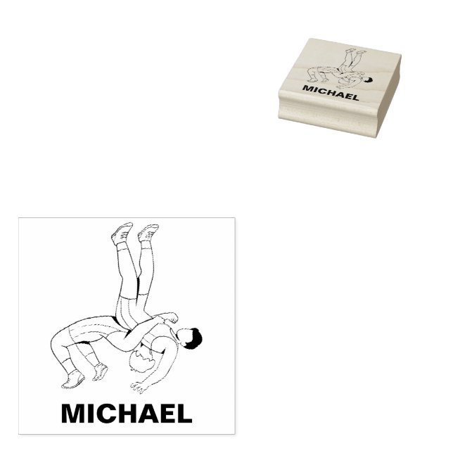Wrestling  Personalized Name Rubber Stamp (Stamped)