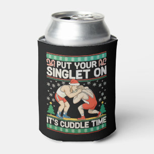 Wrestling Put Your Singlet On Christmas Wrestler Can Cooler
