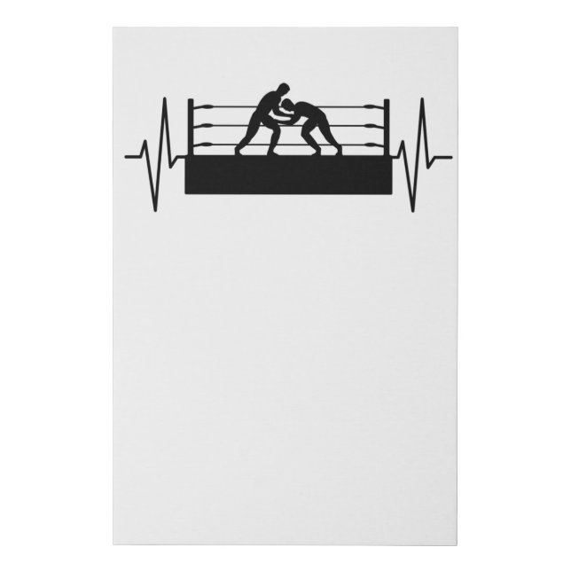 Wrestling Ring Wrestler Heartbeat Line Gift Faux Canvas Print (Front)