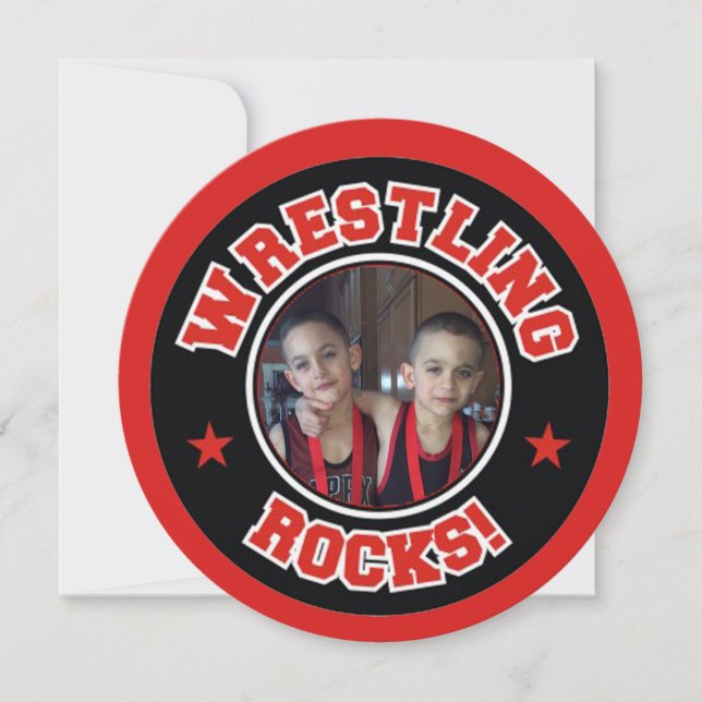 Wrestling Rocks Photo Thank You Card (Front)