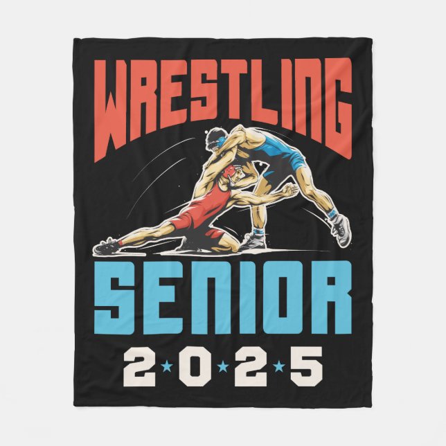 Wrestling Senior Class of 2025 Graduation Fleece Blanket (Front)