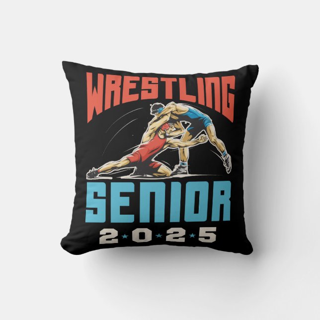 Wrestling Senior Class of 2025 Graduation Throw Pillow (Front)