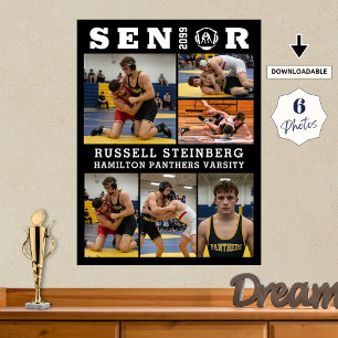 Wrestling Senior Graduate 6 Photo Collage Poster