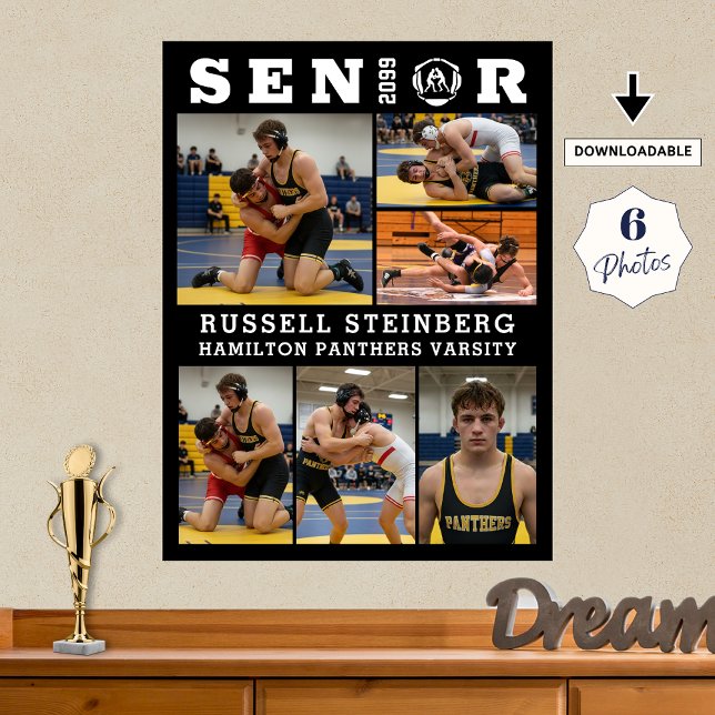 Wrestling Senior Graduate 6 Photo Collage Poster (Creator Uploaded)