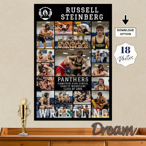 Wrestling Senior Graduation 18 Photo Collage Poster