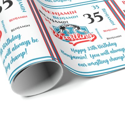 Wrestling Sentiment Name Age Birthday Wrapping Paper