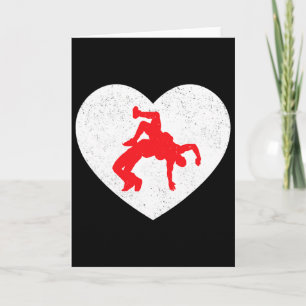 Wrestling Silhouette Valentine Heart Shape Lovers  Card