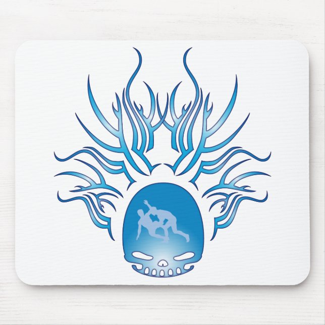 Wrestling Skull Mouse Pad (Front)