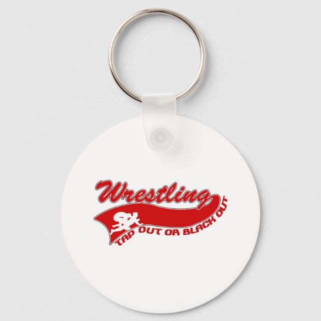 Wrestling; tap out or black out keychain (Front)