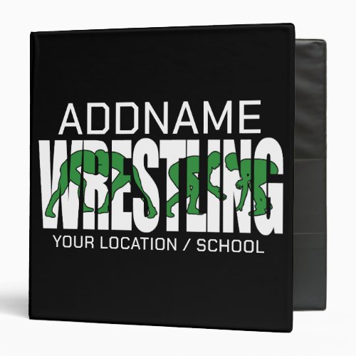 Wrestling Team ADD TEXT School Athlete Wrestler 3 Ring Binder