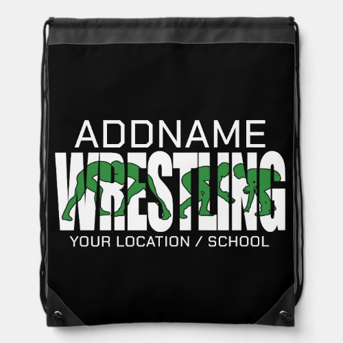 Wrestling Team ADD TEXT School Athlete Wrestler  Drawstring Bag