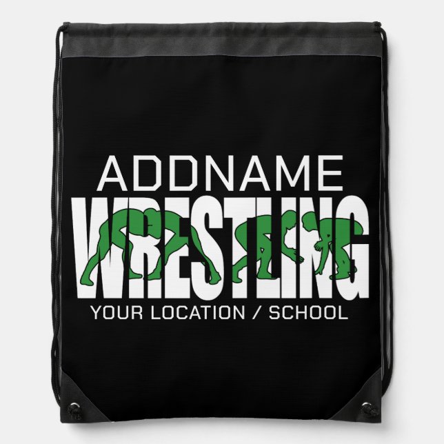 Wrestling Team ADD TEXT School Athlete Wrestler  Drawstring Bag (Front)