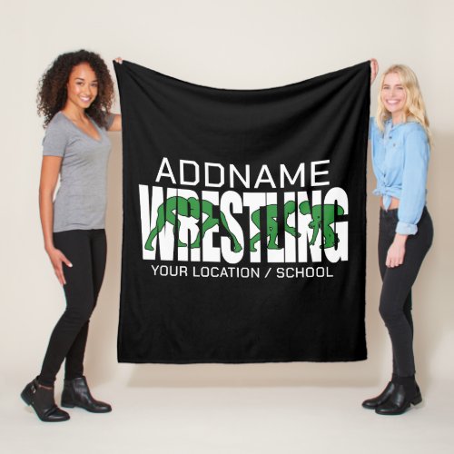 Wrestling Team ADD TEXT School Athlete Wrestler Fleece Blanket
